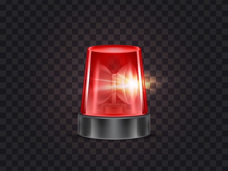Vecteur gratuit illustration de clignotant rouge, phare clignotant avec sirène pour voitures de police et ambulances