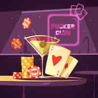 Vecteur gratuit illustration de club de poker casino étincelante
