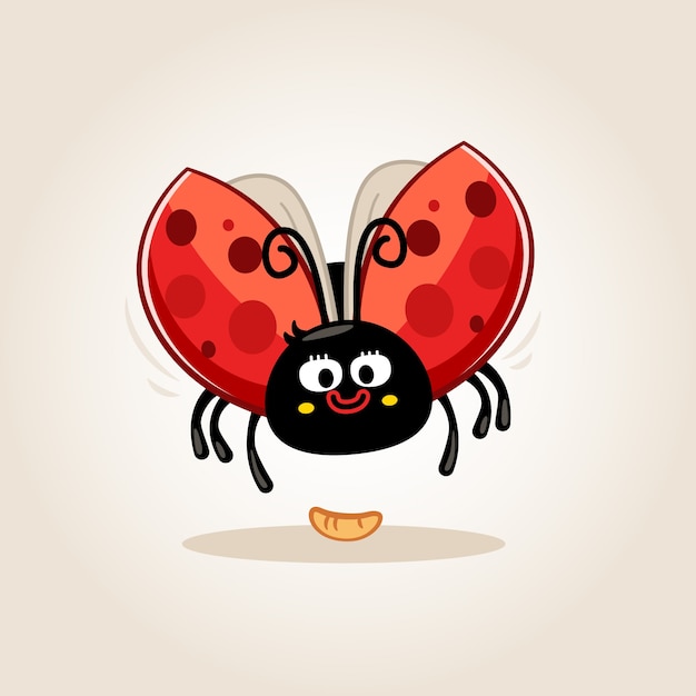 Vecteur gratuit illustration de coccinelle dessin animé dessiné à la main