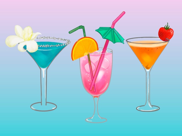 Illustration de cocktail de plage tropicale