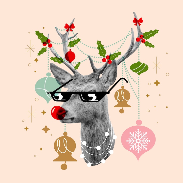 Vecteur gratuit illustration de collage de noël plat
