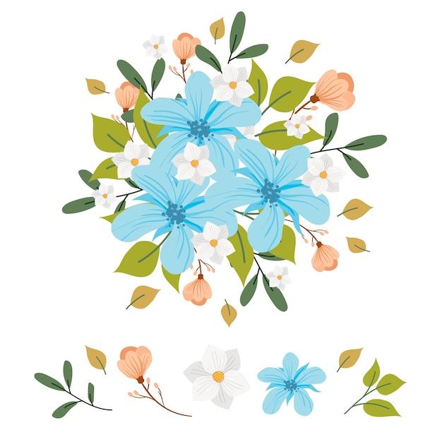 Illustration De Collection De Bouquet De Fleurs 2d