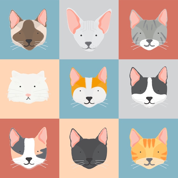 Vecteur gratuit illustration de la collection de chats