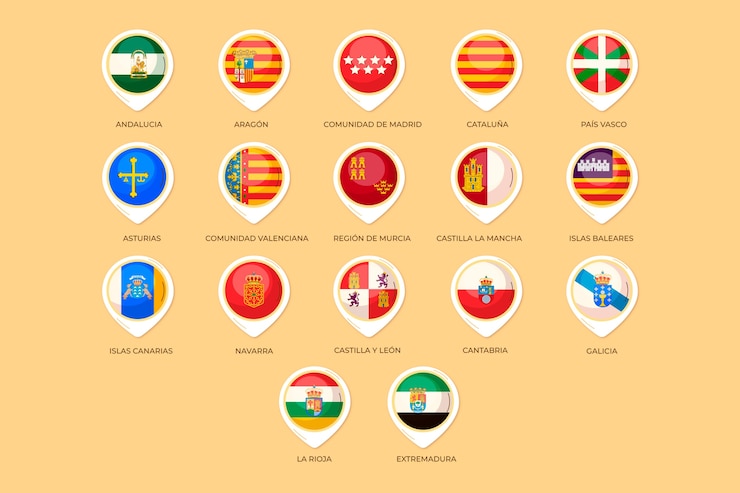 Vecteur gratuit illustration de la collection de drapeaux des régions espagnoles