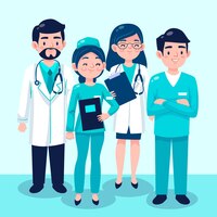 Illustration de collection de médecins et infirmières de dessin animé