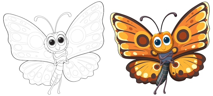 Vecteur gratuit l'illustration colorée de la fille papillon