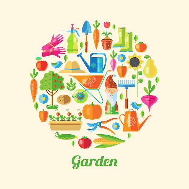 Vecteur gratuit illustration colorée de jardin