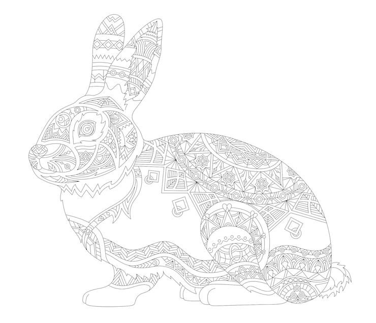 Vecteur gratuit illustration de coloriage animal adulte