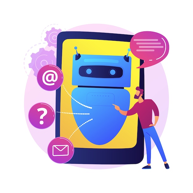 Illustration de concept abstrait de Chatbot Intelligence artificielle. Intelligence artificielle, service chatbot, support interactif, apprentissage automatique, traitement du langage naturel.