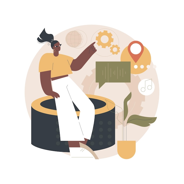 Vecteur gratuit illustration de concept abstrait de développement d'applications de haut-parleur intelligent