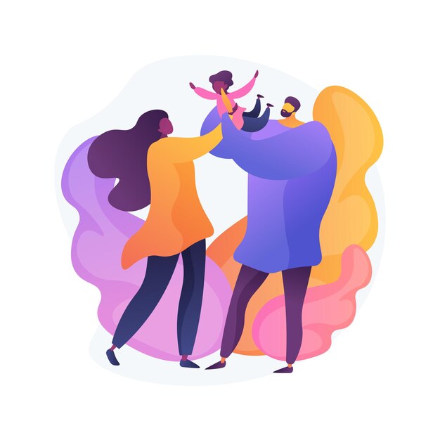 Illustration de concept abstrait de parents célibataires. Combats de couple non marié, partenaires vivant ensemble, femme enceinte célibataire, divorce et séparation, mère célibataire