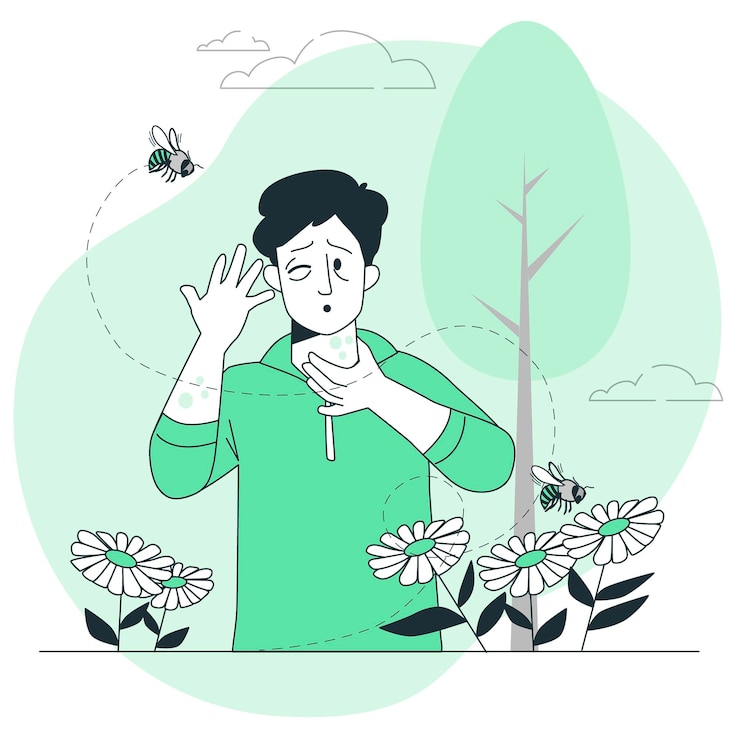 Vecteur gratuit illustration de concept d'allergie de guêpe