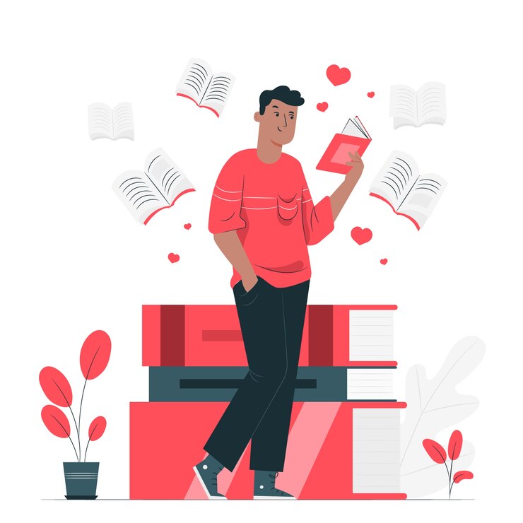 Vecteur gratuit illustration de concept d'amant de livre