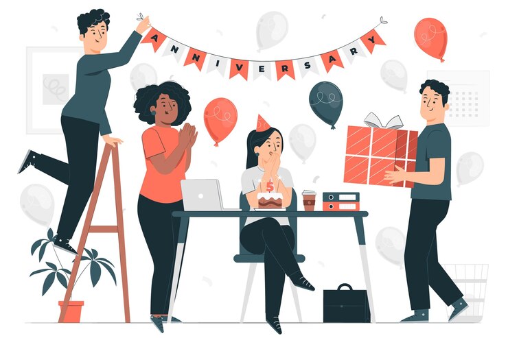 Vecteur gratuit illustration de concept d'anniversaire de travail