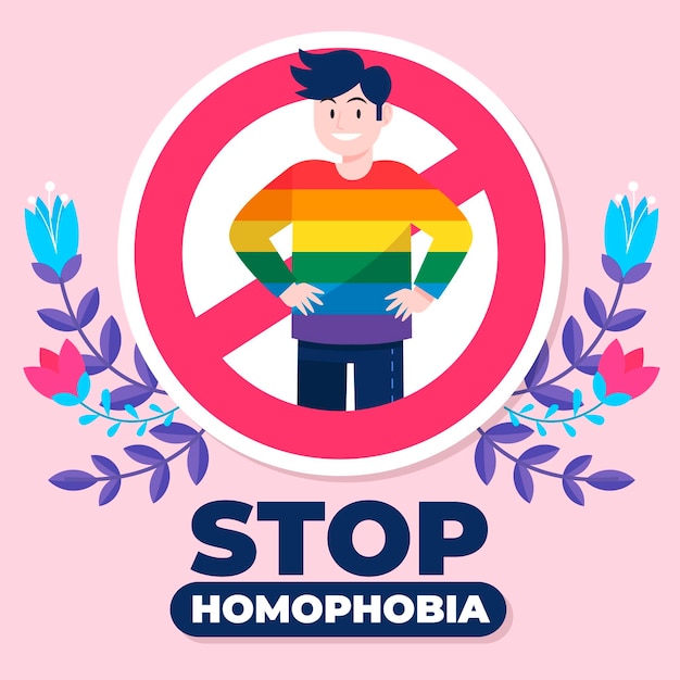 Vecteur gratuit illustration de concept d'arrêt d'homophobie design plat