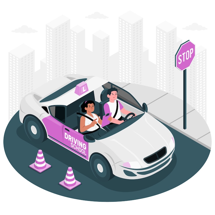 Vecteur gratuit illustration de concept d'auto-école
