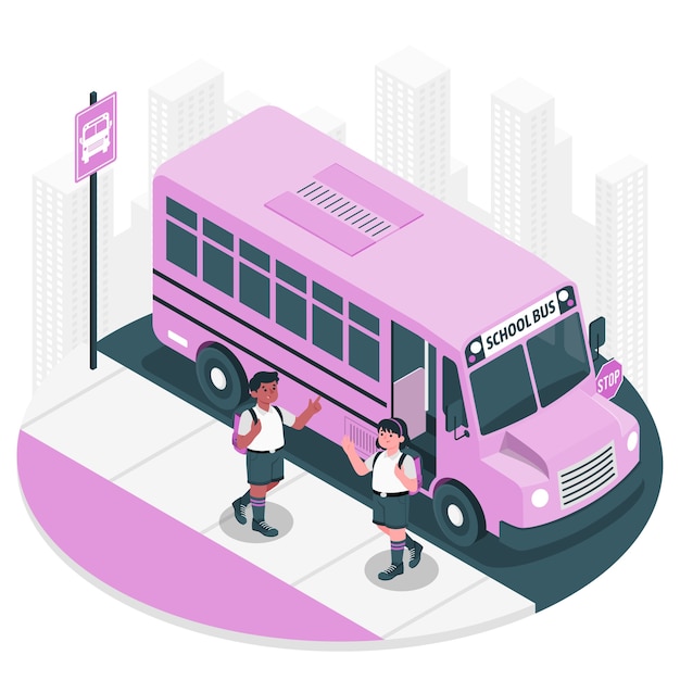 Vecteur gratuit illustration de concept d'autobus scolaire