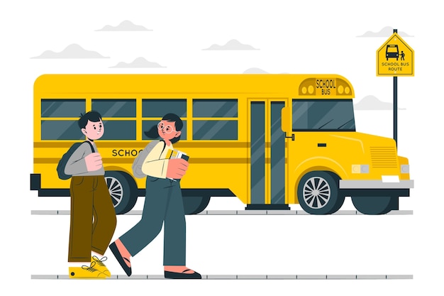 Vecteur gratuit illustration de concept d'autobus scolaire