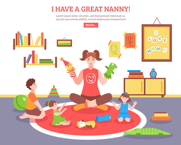 Vecteur gratuit illustration de concept de baby-sitter