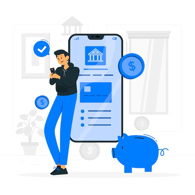 Vecteur gratuit illustration de concept de banque mobile