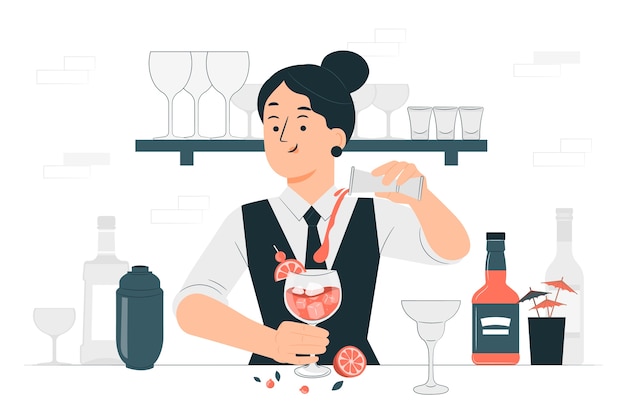 Vecteur gratuit illustration de concept de barman cocktail
