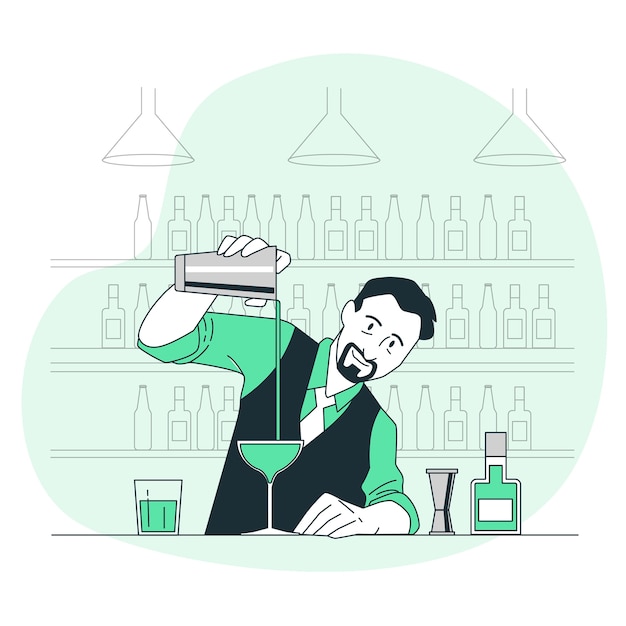 Vecteur gratuit illustration de concept de barman cocktail