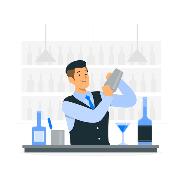 Vecteur gratuit illustration de concept de barman cocktail