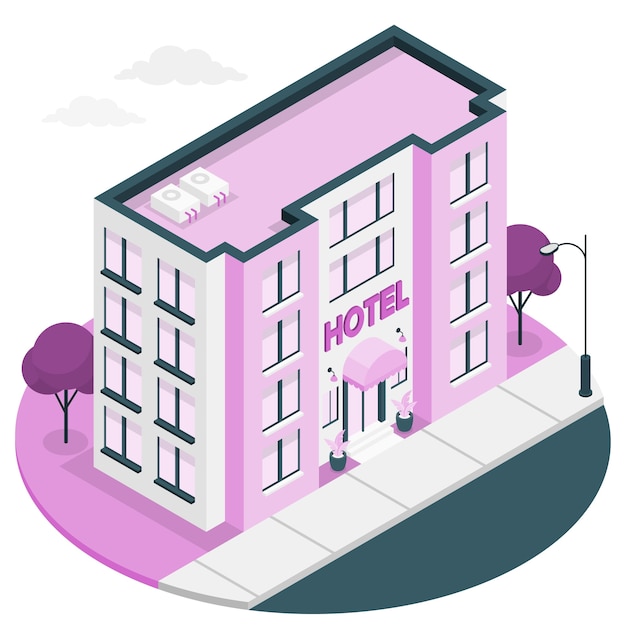 Vecteur gratuit illustration de concept de bâtiment d'hôtel