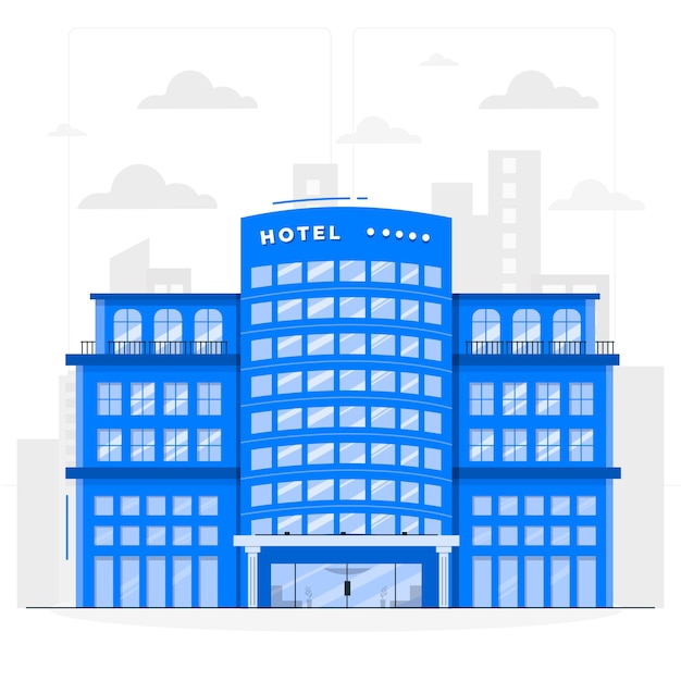 Vecteur gratuit illustration de concept de bâtiment d'hôtel