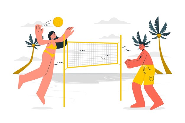 Illustration De Concept De Beach-volley