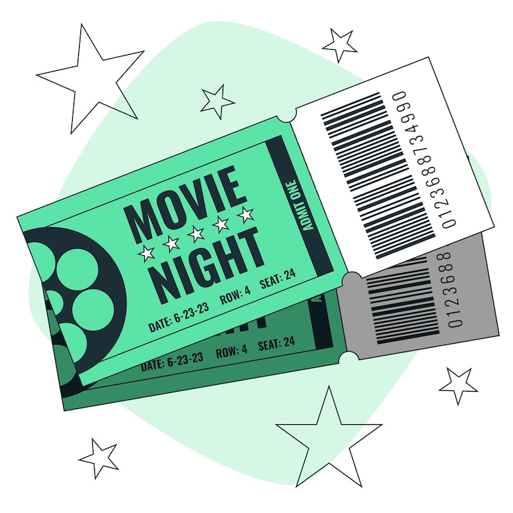 Vecteur gratuit illustration de concept de billet de cinéma
