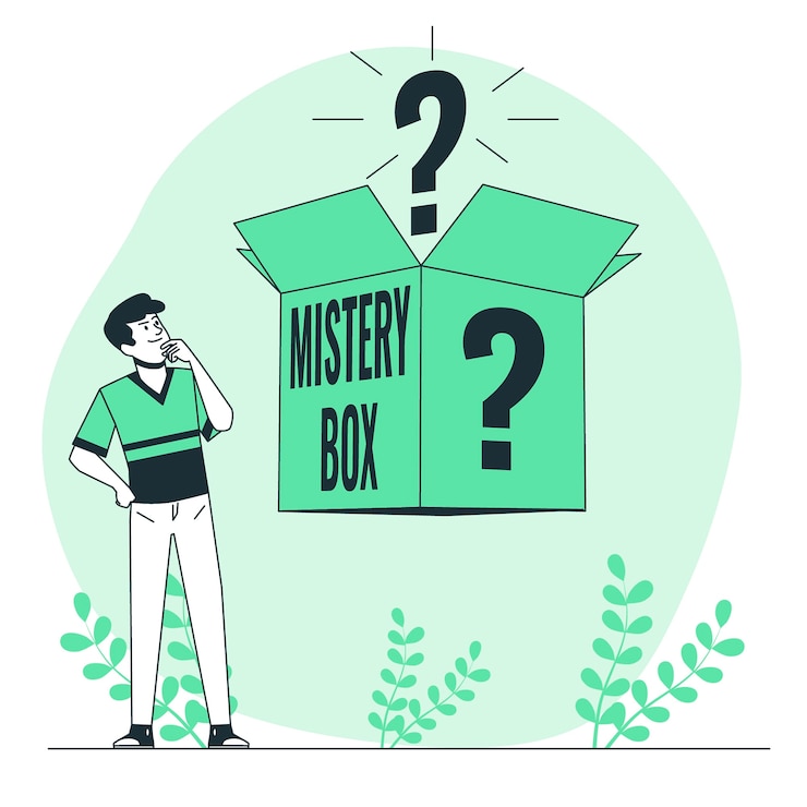 Vecteur gratuit illustration de concept de boîte mystère
