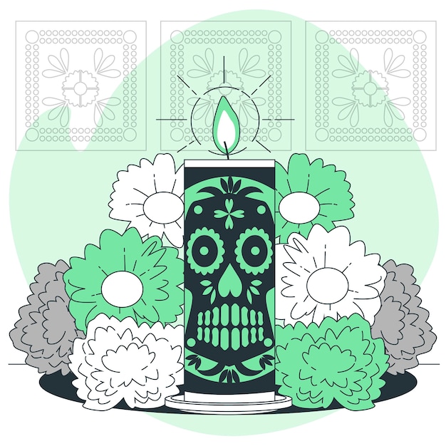 Vecteur gratuit illustration de concept de bougie dia de muertos