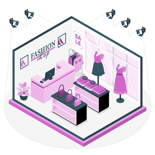 Vecteur gratuit illustration de concept de boutique de mode