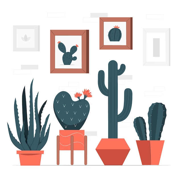 Vecteur gratuit illustration de concept de cactus