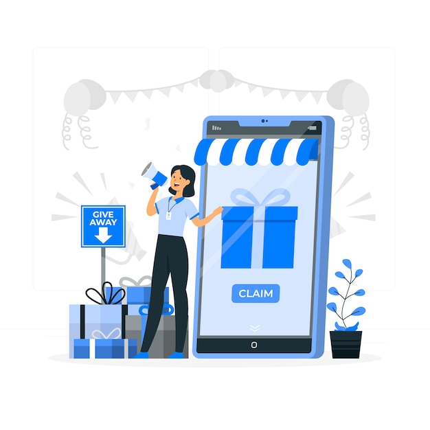 Vecteur gratuit illustration de concept de cadeau de magasin