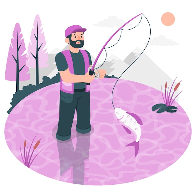 Vecteur gratuit illustration de concept de canne à pêche