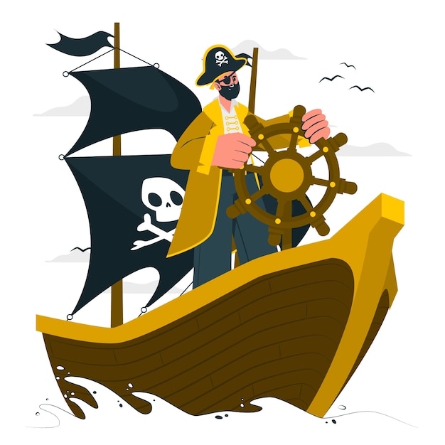 Illustration de concept de capitaine de bateau