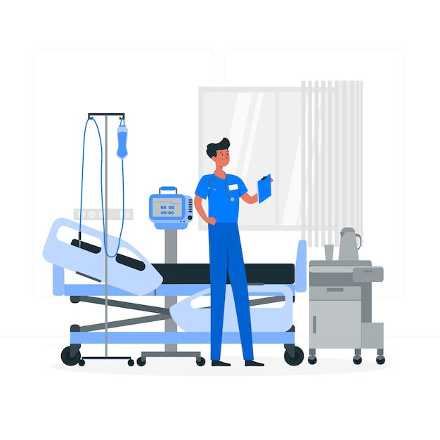 Vecteur gratuit illustration de concept de chambre d'hôpital