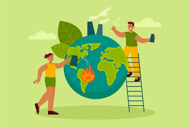 Illustration de concept de changement climatique plat dessiné à la main