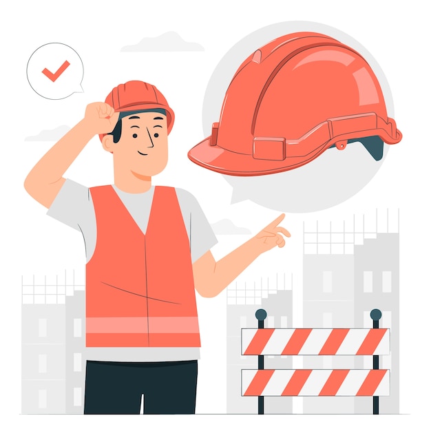 Vecteur gratuit illustration de concept de chapeau de construction