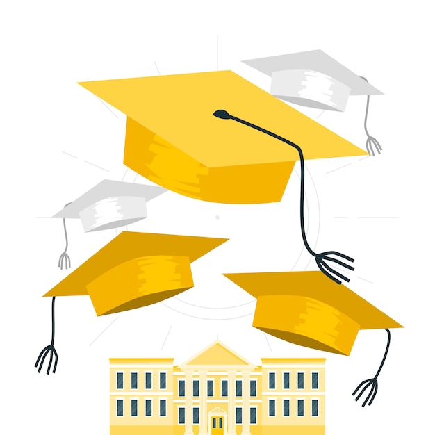 Vecteur gratuit illustration de concept de chapeaux de graduation