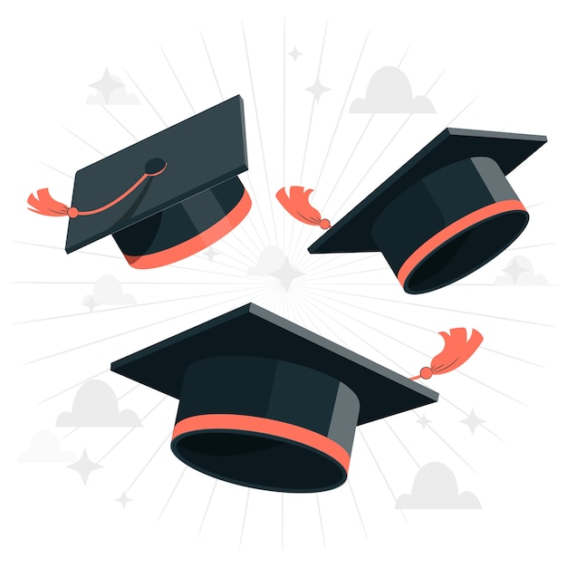 Vecteur gratuit illustration de concept de chapeaux de graduation