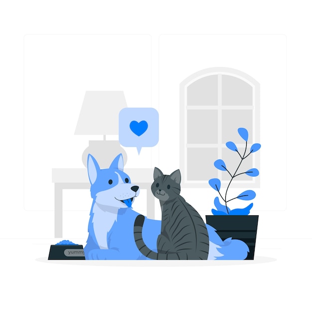 Vecteur gratuit illustration de concept de chat et de chien