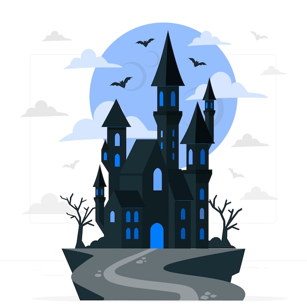 Vecteur gratuit illustration de concept de château d'horreur