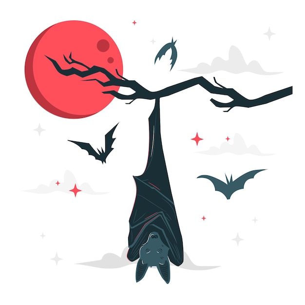 Vecteur gratuit illustration de concept de chauve-souris endormie