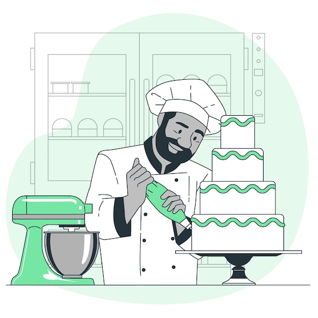 Vecteur gratuit illustration de concept de chef pâtissier