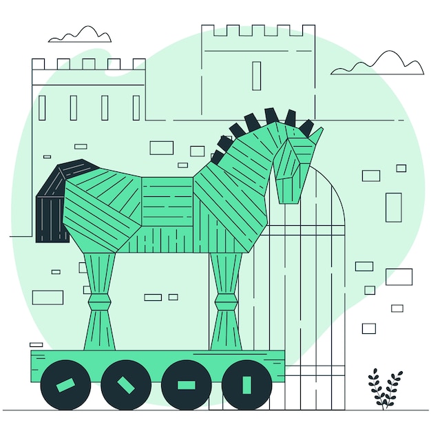 Vecteur gratuit illustration de concept de cheval de troie