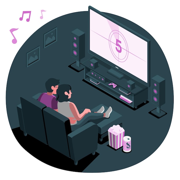 Vecteur gratuit illustration de concept de cinéma maison