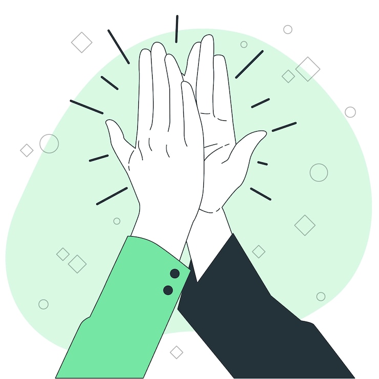 Vecteur gratuit illustration de concept de cinq mains hautes